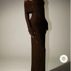 Meshki Brown Off-Shoulder Dress